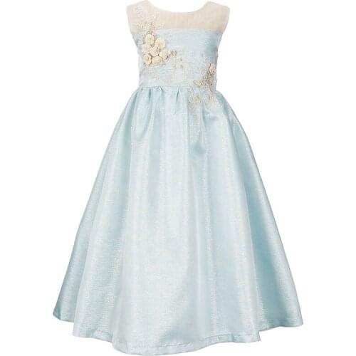 Yatheen Girls Metallic Jacquard A-Line Dress Kids Party Dresses
