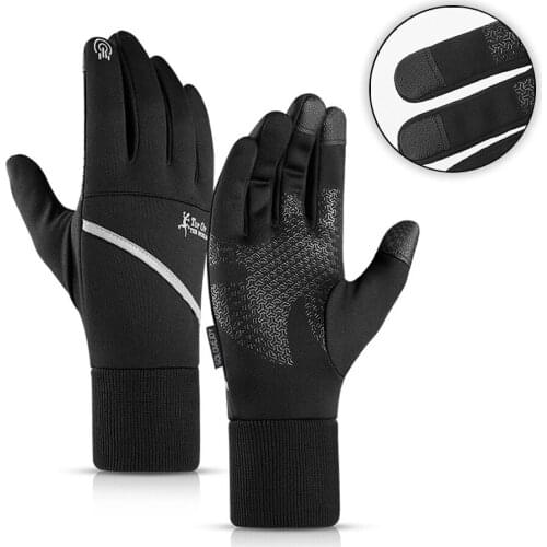 KoKossi Winter Cycling Gloves With Pockets Waterproof Windproof Three Finger Touch Screen Anti-slip Unisex Warmth Bicycle Gloves