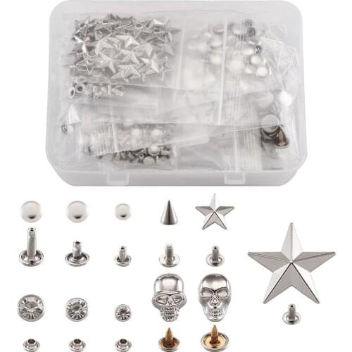 1 Box Iron & Brass & Alloy Decorative Rivets, for Clothes Bag Shoes Leather Crafts Decor Accessories, 129x96x42mm