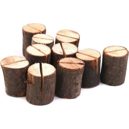 10pcs/Pack Wooden Name Place Card Photo Menu Holder Table Natural Tree Stump Number Clip For Wedding Christmas Party Decoration