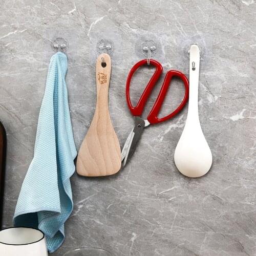 5/10 Pcs Hooks Transparent Strong Self Adhesive Door Wall Hangers Hooks Suction Heavy Load Rack Cup Sucker for Kitchen Bathroom