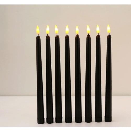 6Pcs Plastic Flickering Black LED Flameless Candles,Battery Operated Decorative Electronic Candles for Christmas Dinner Party