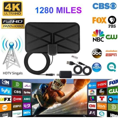 4K Digital HDTV Aerial Indoor Amplified Antenna 1280 Miles Range for Life Local Channels Broadcast