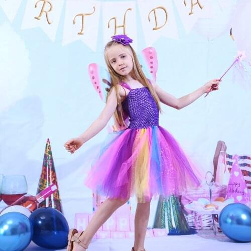 Butterfly Fairy Costume Princess Girls Ball Gown Tutu Dress Kids Halloween Christmas Costume Baby Birthday Flower Girl Dresses