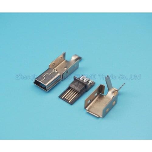 Free Shipping 100sets Mini USB plug connector 5Pin male plug,Mini USB-5P plug 3 in 1