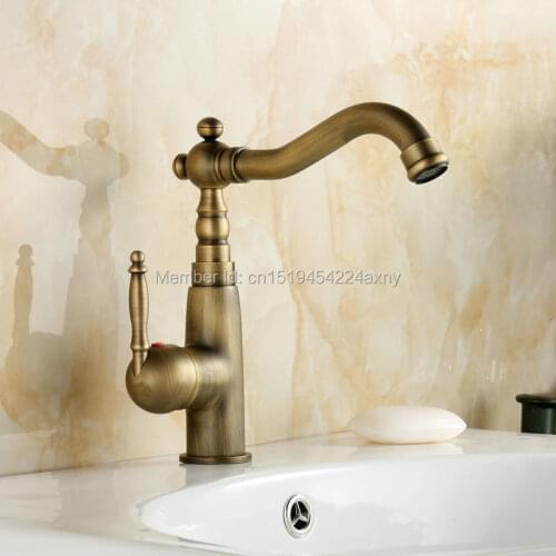 Free Shipping New Arrivel Single Handle Bathroom Faucet Basin tap Antique Brass Hot and Cold Water tap Home decoration GI04