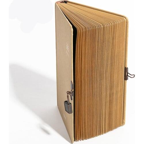 A5 Kraft Blank Notebook Notebook Journals with Lock, 384 Pages, Size: 145x215mm, with Page Number & Date, Lay Flat Binding
