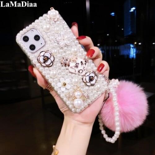 Hot Luxury Pearls Diamond Soft Silicone Smartphone Bling Case For Samsung A3 A5 A7 2017 A9 A8 A6 PLUS A50 A70 A80 Girls Cover