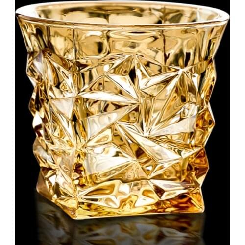 European-Style Household Wine Glass Large Crystal Glass Whiskey Cup Gold-Plated Distilled Beverage Brandy Beer Tea Cup