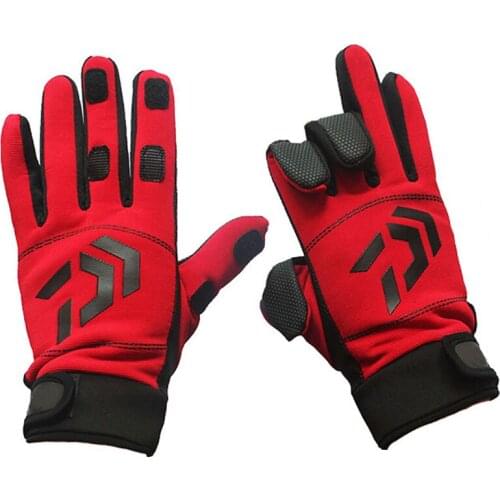 Daiwa Breathable Flip Finger Gloves Fishing Gloves Cotton Sun Protection 3 Fingers Cut Anti-slip Gloves Cycling Gloves