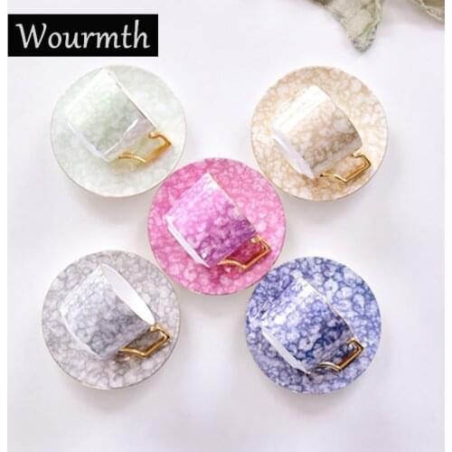 Porcelain Teacup Dish Nordic Golden Handle Series Bone China Afternoon Tea Time Household Coffee Cups Cafe Drinking Utensils