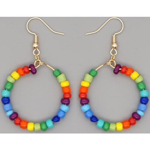 Go2Boho Rainbow Earring Colorful Beads Earings For Women Circle Earrings Summer Beach Jewelry 2021 Stainless Steel Hook