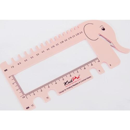 KnitPro Needle & Crochet View Sizer Crochet Needle Elephant Gauge With Yarn Cutter