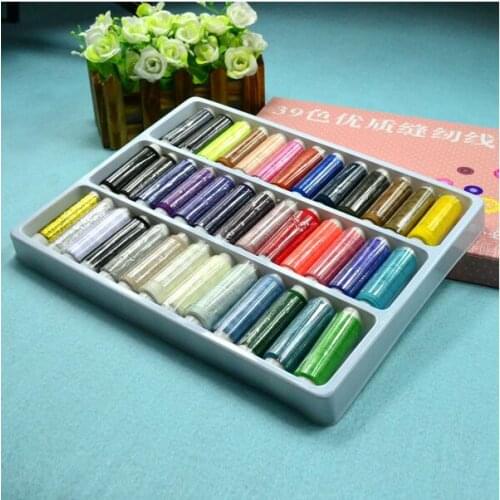 39pcs/set Polyester Spools Sewing Threads Mixed Colors Hand Sewing Machine Yarn Knitting Threads Cones DIY Sewing Accessories
