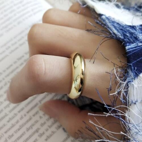 925 Sterling Silver Jewelry Gold Moroccan Concave Convex Curved Ring Silver Open Rings Fine Jewelry For Women Band Adjust