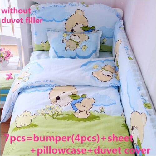 6/7PCS Baby Cot Bedding Set Cotton bed linen Baby Set Baby Kit Crib tour de lit bébé ,120*60/120*70cm