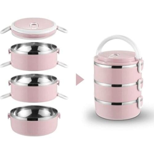Stainless Steel Lunch Box Three-layer Leak-proof Insulation Lunch Box Japanese Portable Food Storage Container For Kids School