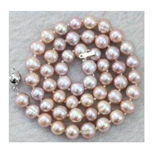 Favorite Pearl Necklace Natural Pink Purple 7-8mm Akoya Freshwater Pearl Necklace Handmade Fine Jewelry For Women Birthday Party