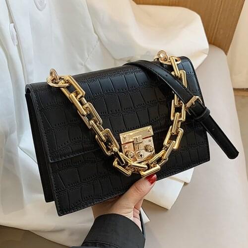 Thick Chain Small PU Leather Flap Bags For Women 2021 Trend Branded Womens Designer Crossbody Shoulder Bags New Female Handbags