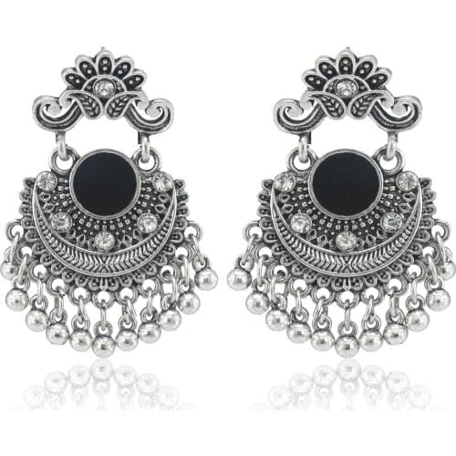 Statement Dangle Earrings Indian Jewelry Jhumka Tribal Gold color Tassel Oxidized Afghan Earring Ethnic Gypsy Pakistani Nepal