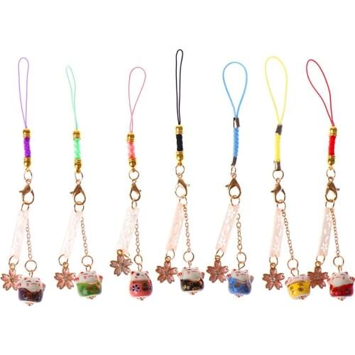 Cute Smart Phone Strap Lanyards For IPhone Samsung Decoration Daisy Flower Cat Bell Mobile Phone Strap Rope Phone Charm For Girl