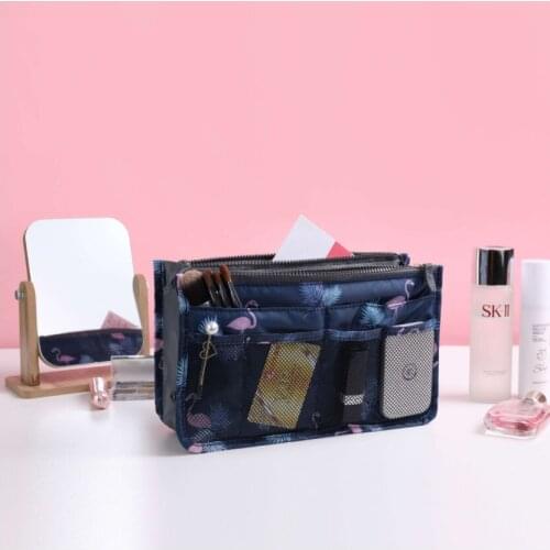 Multifunctional portable flamingo cosmetic storage handbag cosmetic bag travel make women organize box
