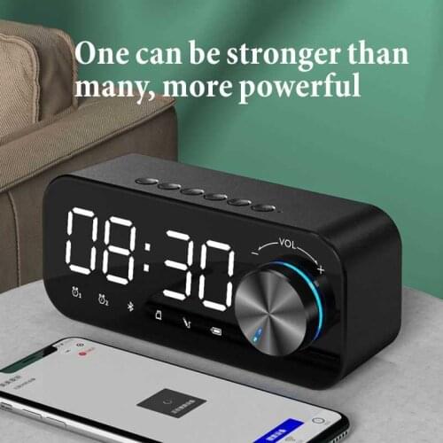 1PC Multifunction Mirror Dual Alarm Clock Bluetooth Speaker with LED Mirror Wireless Subwoofer Music Player Table Digital Clock
