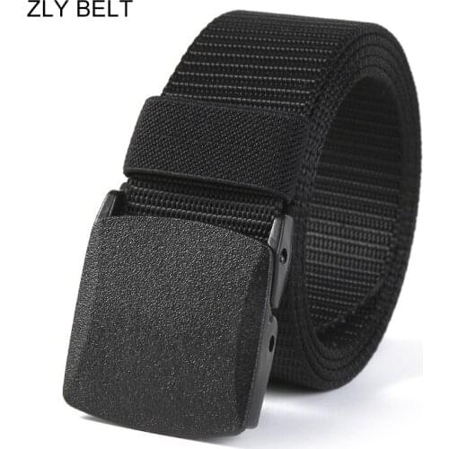 ZLY 2021 New Fashion Canvas Belt Men Women Unisex Outdoor Tactical Plastic Buckle Solid Trend Hiking Waistband Casual Hot Sell