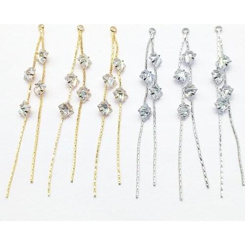 New arrival! 72x7mm 20pcs Plating Real gold Zircon/Chain Charm For Earring DIY parts,Jewelry Accessories Findings & Component