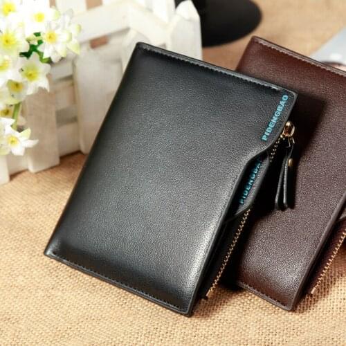 New Korean casual mens wallet Short vertical locomotive British casual multi-function card bag zipper Coin pocket men wallets