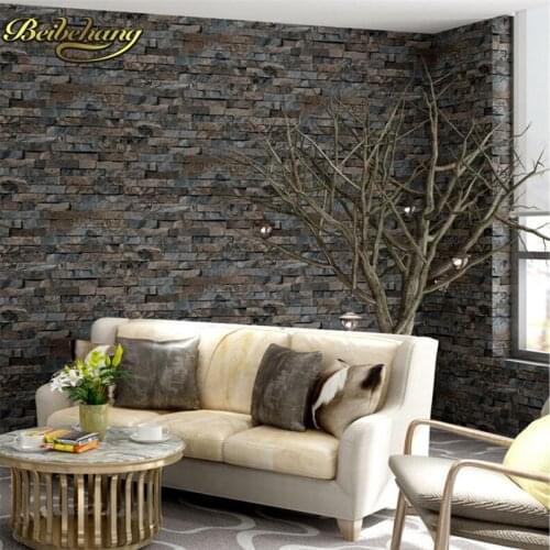 Beibehang Brick stone wall paper 3D PVC for Living Room Bedroom Home Decor Grey Vinyl Mural papel de parede Roll wallpaper roll