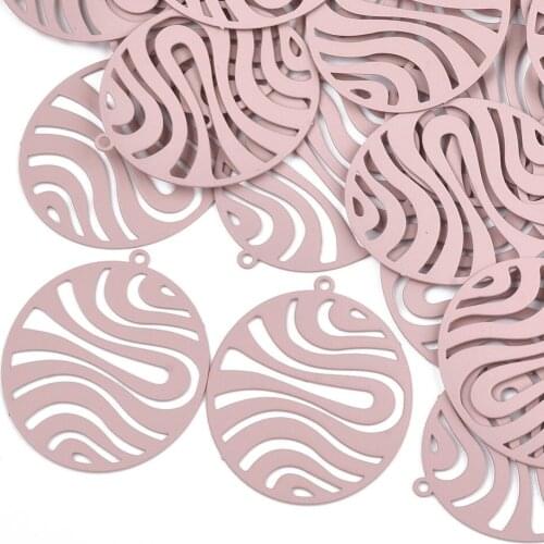 5pcs Stainless Steel Oval Spray Painted Filigree Pendants Charms for Necklace Earrings DIY Jewelry Making Findings Crafts
