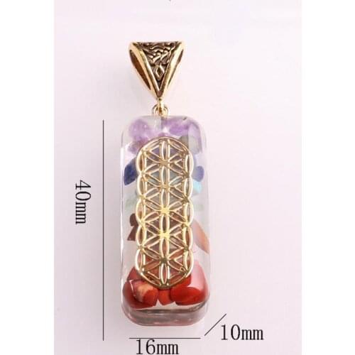 Orgonite Chakra Pendant Necklace Healing Point Pendants Jewelry Handmade Resin Crafts Crystal Chips Women Jewelry Drop Shipping