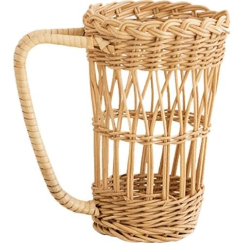Hand-Woven Water Cup Cover Gl Anti-Scald Cover Cup Holder with Handle Protection Sleeve Breakfast Milk Cup Sleeve