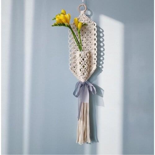 Handmade Woven Macrame Wall Hanging Tapestry Dried Flower Basket Wedding Wall Decoration Nordic Backdrop Boho Home Decor