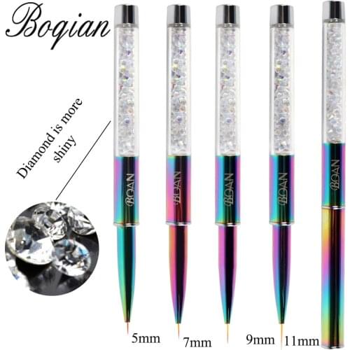 BQAN Rainbow Nail Brush Liner Brush For Manicure Acrylic UV Gel Extension Pen For Nail Polish Painting Drawing Brush Paint Tools