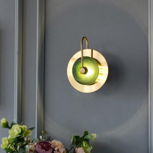 Modern vintage crystal bedroom light bed wall lamp rope wood bedside aisle corridor wall lamp wall lamp