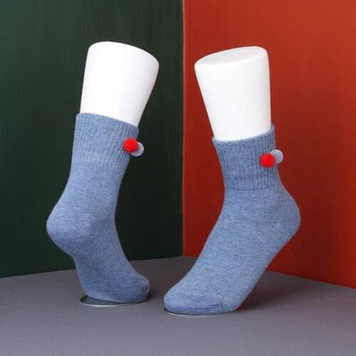 Harajuku Funny Socks Women 2019 Fashion Cotton Socks Candy Color Cute Festival Christmas Sock With Hair Ball Calcetines