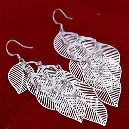 Promotions Special offer wholesale Beautiful Leaf silver color earrings high quality fashion classic jewelry antiallergic
