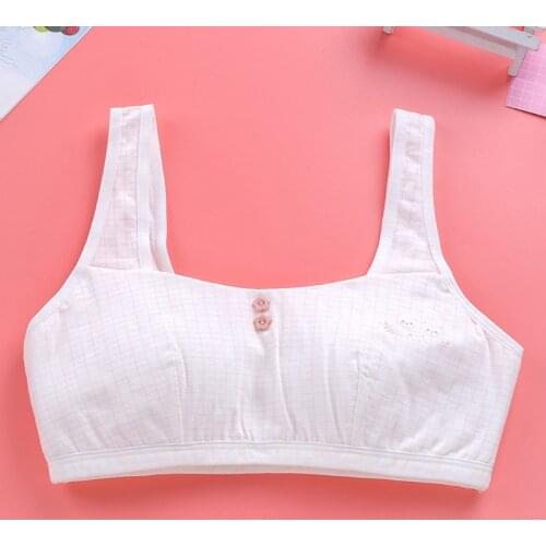 Crop Tops with Sponge Pad Padded Girls Sports Training Bra Soft Underwear for Puberty Teenage Girls Cotton Bra Training Bra G99C