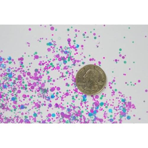 YM-002 purple green white 1/2/3mm Round Nail glitter powder Dot Shape Paillette for Nail Polish UV gel Decorations(50/100/200g)