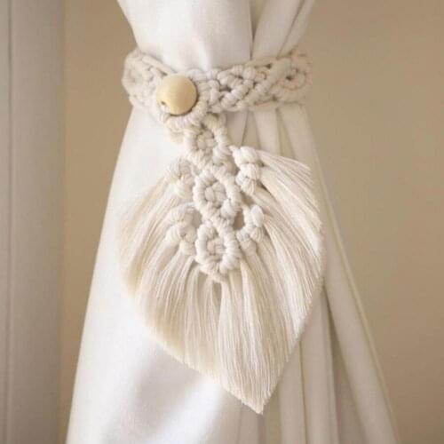 2pcs/set Curtain Strap Leaf Macrame Curtain Tiebacks Hand-woven Bohemian Curtain Tie Rope Curtains Straps Tassels Hanging Decora