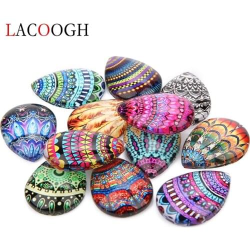 20Pcs/lot 10X14/13X18/18X25/20X30mm Mixed Handmade Photo Glass Drop Style Cabochons Pattern Domed Jewelry Accessories Supplies