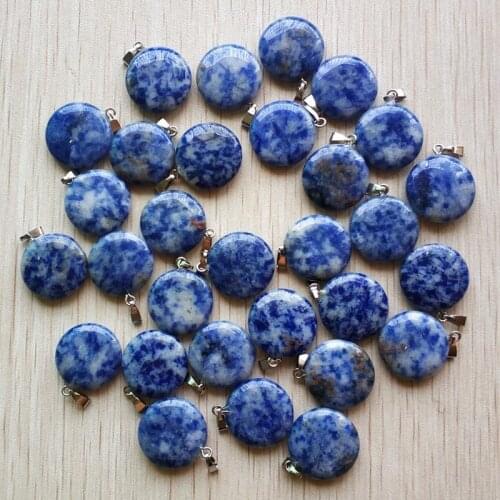2018 Fashion hot sell natural sodalite stone round shape charms pendants for jewelry making 50pcs/lot Wholesale free shipping