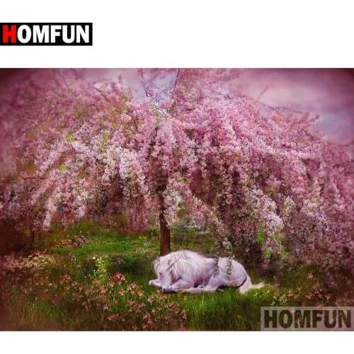 HOMFUN Full Square/Round Drill 5D DIY Diamond Painting "Horse scenery"Embroidery Cross Stitch 5D Home Decor A16138