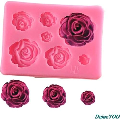 Large, Medium And Small 7 Roses 3D Rose Flower Cake Decoration Silicone Mold DIY Handmade Soap Chocolate Fudge Baking Tools
