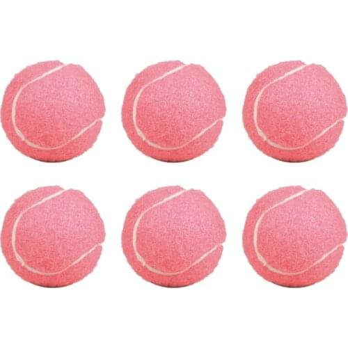 ELOS-6Pcs Pack Pink Tennis Balls Wear-Resistant Elastic Training Balls 66mm Ladies Beginners Practice Tennis Ball for Club