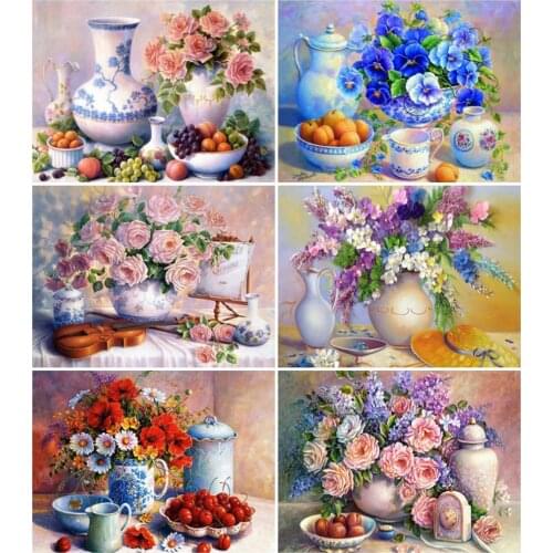 EverShine Diamond Painting Full Square Flowers Picture Of Rhinestones Diamond Mosaic Diamond Art Cross Stitch Home Decoration