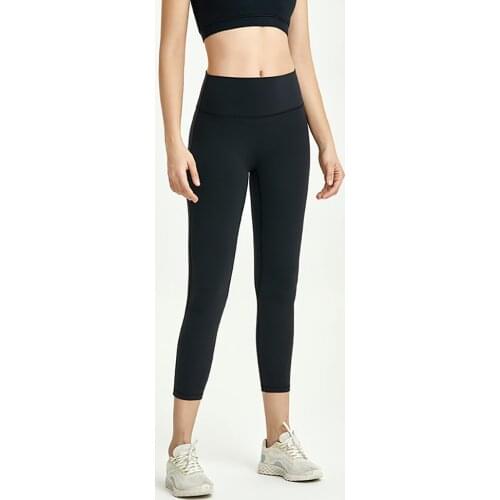 European and American yoga pants womens quick-drying high-waist elastic tight-fitting hip-lifting sports fitness cropped pants