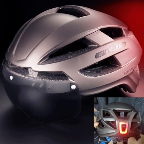 GUB Aero Aerodynamic Bicycle Goggles Helmet With Light Cycling Safety Taillight Cycling Helmet Road MTB Casco Ciclismo XXL 58-65